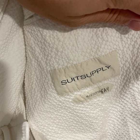 SUITSUPPLY White Double Breasted Seersucker Stretch Cotton Suit 40R Retail $799 - Picture 5 of 13
